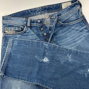 Diesel Safado Regular Slim Straight Jeans Mens 32x32 Blue Wash 0073J Made Italy